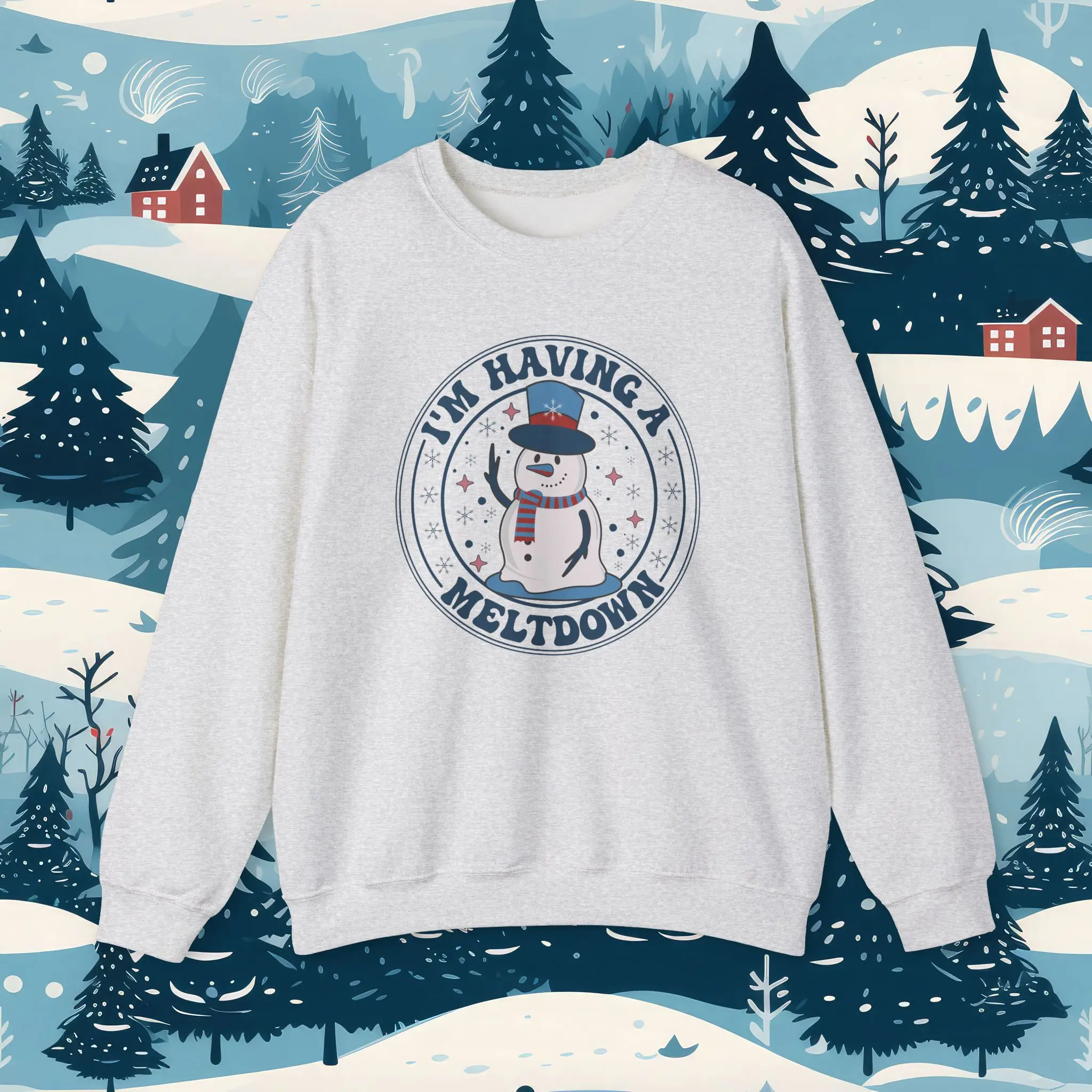Winter Meltdown Unisex Sweatshirt, Snowman Holiday Gift, Christmas Fleece Jumper, Cozy Winter Pullover, Festive Snowman Sweater, Holiday