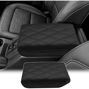 Center Console Cover Compatible with  Bronco 2021 2022 2023 2024 2025 2026 2/4-Door, Armrest Lid Leather Protector Interior Accessories, Black