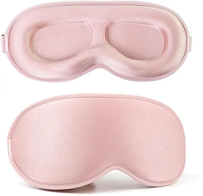 Sleep Mask for Women Men - 100% Blackout Eye Masks for Sleep - 3D Soft Sleeping Mask for Side Sleepers - Zero Pressure Lash Extensions Eye Cover Shade for Airplane Travel Essentials, Pink