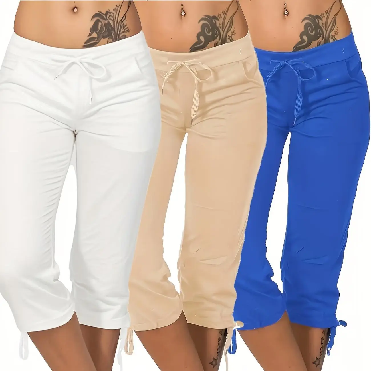 White + Khaki + Blue