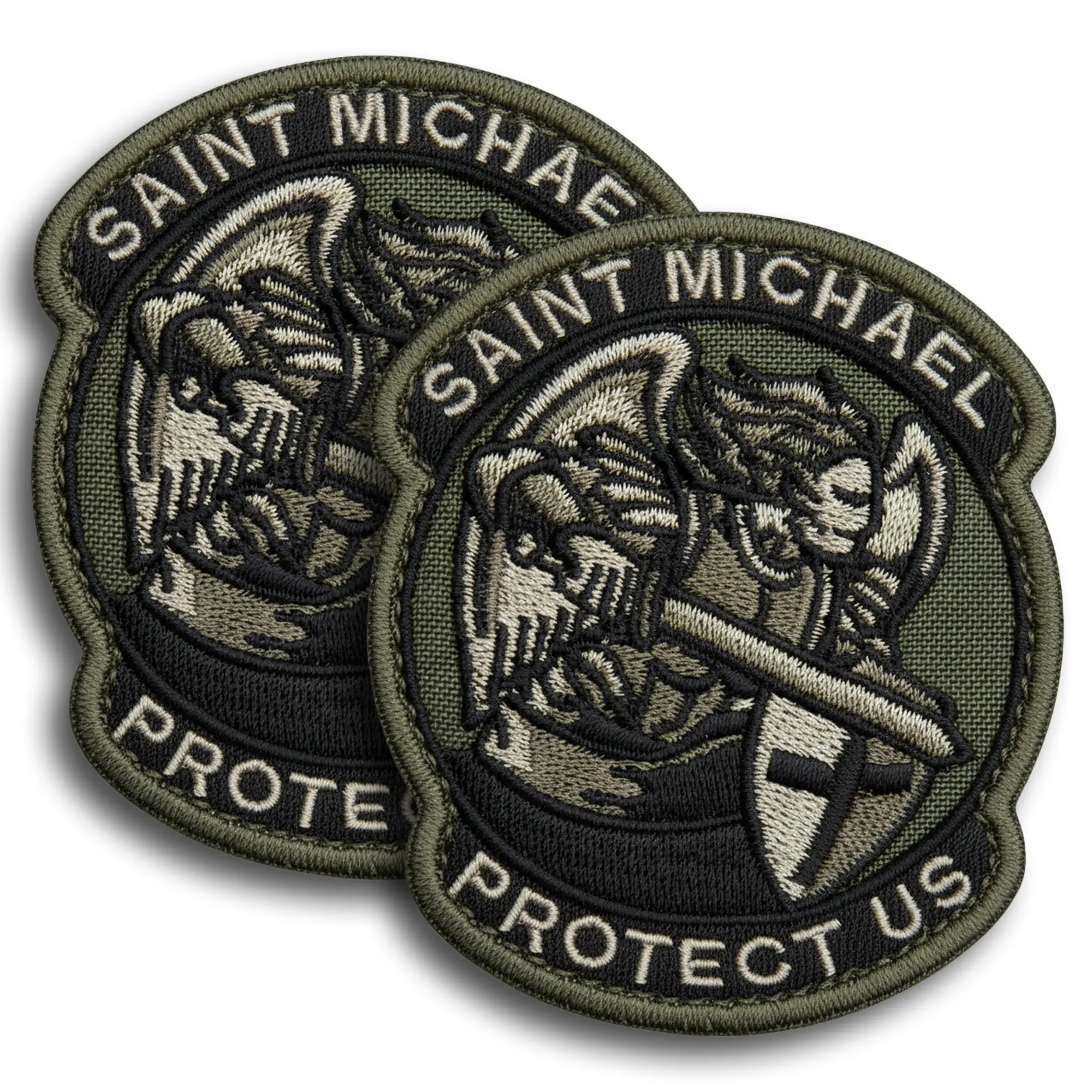 Saint Michael Patch Set – 2Pcs Embroidered Tactical Morale Patches 2.5x3 Inches