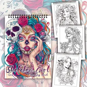 Skull & Flower & Figures Pattern Coloring Book, 30 Sheets Thick Paper Coloring Books, DIY Painting Supplies for Stress Relief, Holiday Gift, Christmas Gift