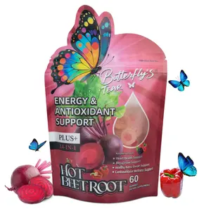 Butterfly Tear Spicy Beetroot Gummies – 14-in-1 Blend Supplement, Raspberry Flavor, 60 Gummies. Supports Blood Flow, Blood Sugar Balance, Nitric Oxide Production, and Energy Boost. Sugar-Free, Non-GMO, and Gluten-Free