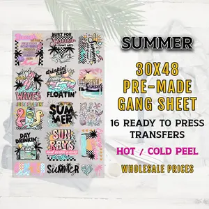 Summer DTF Transfer Ready For Press, Summer Gang Sheet, Beach Transfers, Heat Transfer, Sunshine DTF Prints, Summer Premade Gang Sheet, Lake