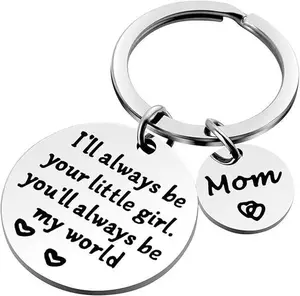 Mothers Day Gifts, Mom Gifts from Daughter for Birthday, I'll Always Be Your Little Girl, You Will Always Be My World, Best Mom Ever Keychain for Valentines Day Christmas Stocking Stuffers
