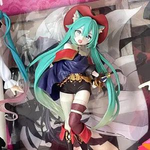 Hatsune Miku Desktop Cute Action Figure Tale Wonderland Miku Puss in Boots Anime Figurine Kawaii Girl Model Toy Adorable Decor