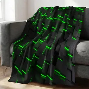 Science Fiction Geometry Blanket, Ultra-Soft and Fluffy Flannel Throw Blanket, Cozy Warm Blanket for Couch & Game Room, Ideal Gamer Gift Blanket for Teens & Gaming Enthusiasts