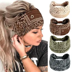 4pcs Paisley Pattern Knot Design Hair Band, Boho Wide Elastic Knotted Headband for Gym Workout, Hair Accessories for Yoga Wear, Dance, Mothers Day Gift Ideas, Gifts for Wife, Zigzag Headband for Camping
