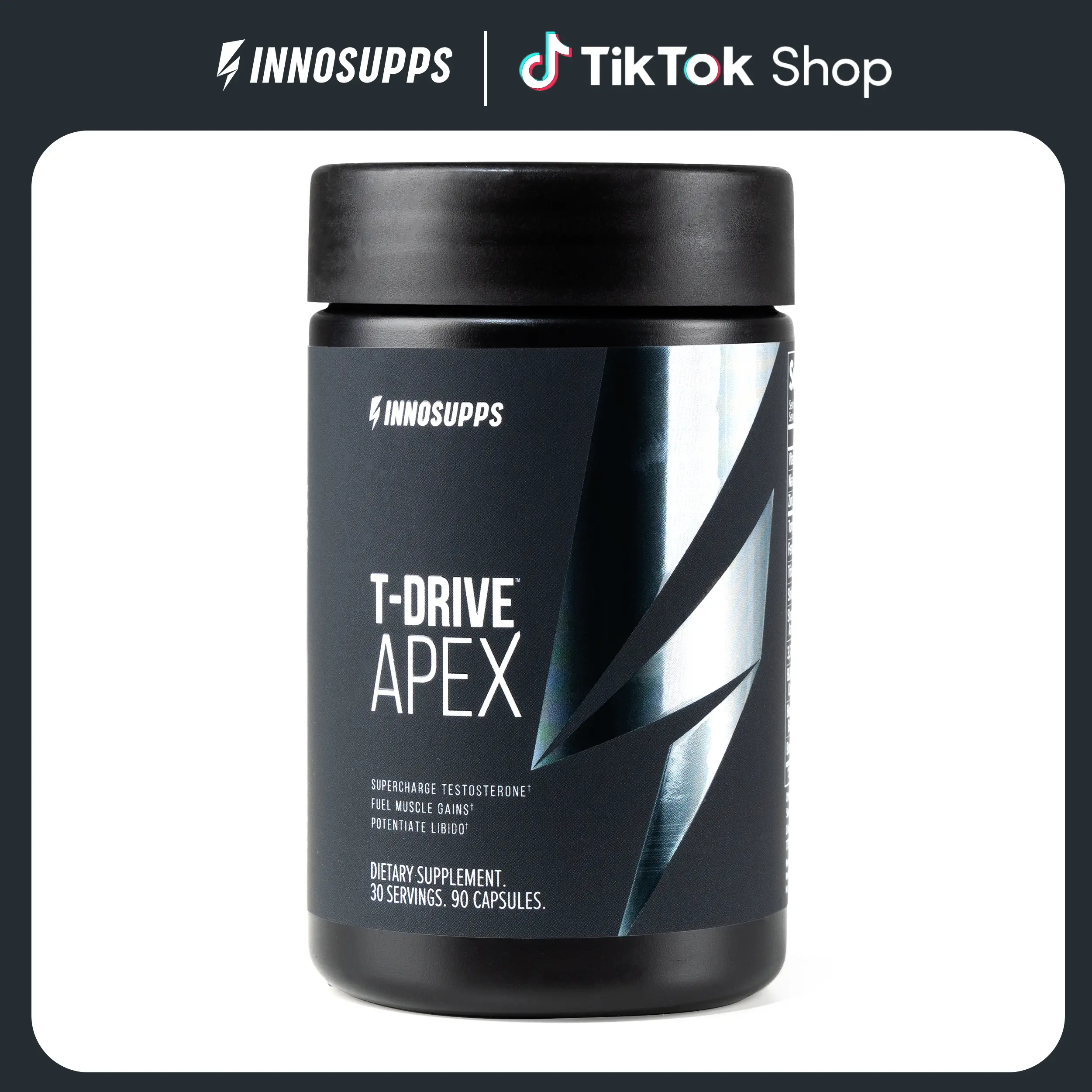 Inno Supps T-Drive Apex – Men’s Vitality Support – Boost Energy, Recovery, Focus with Botanical Blend – 30 Servings (90 Capsules)