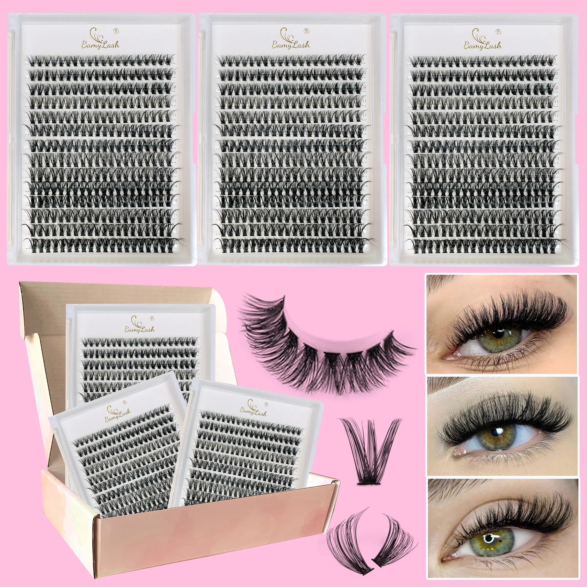 3 boxes 40P cluster Lashes,natural volume diy cluster lash extension C Curl D Curl Soft andlight lashes extension for everyday use Diy False Eyelashes