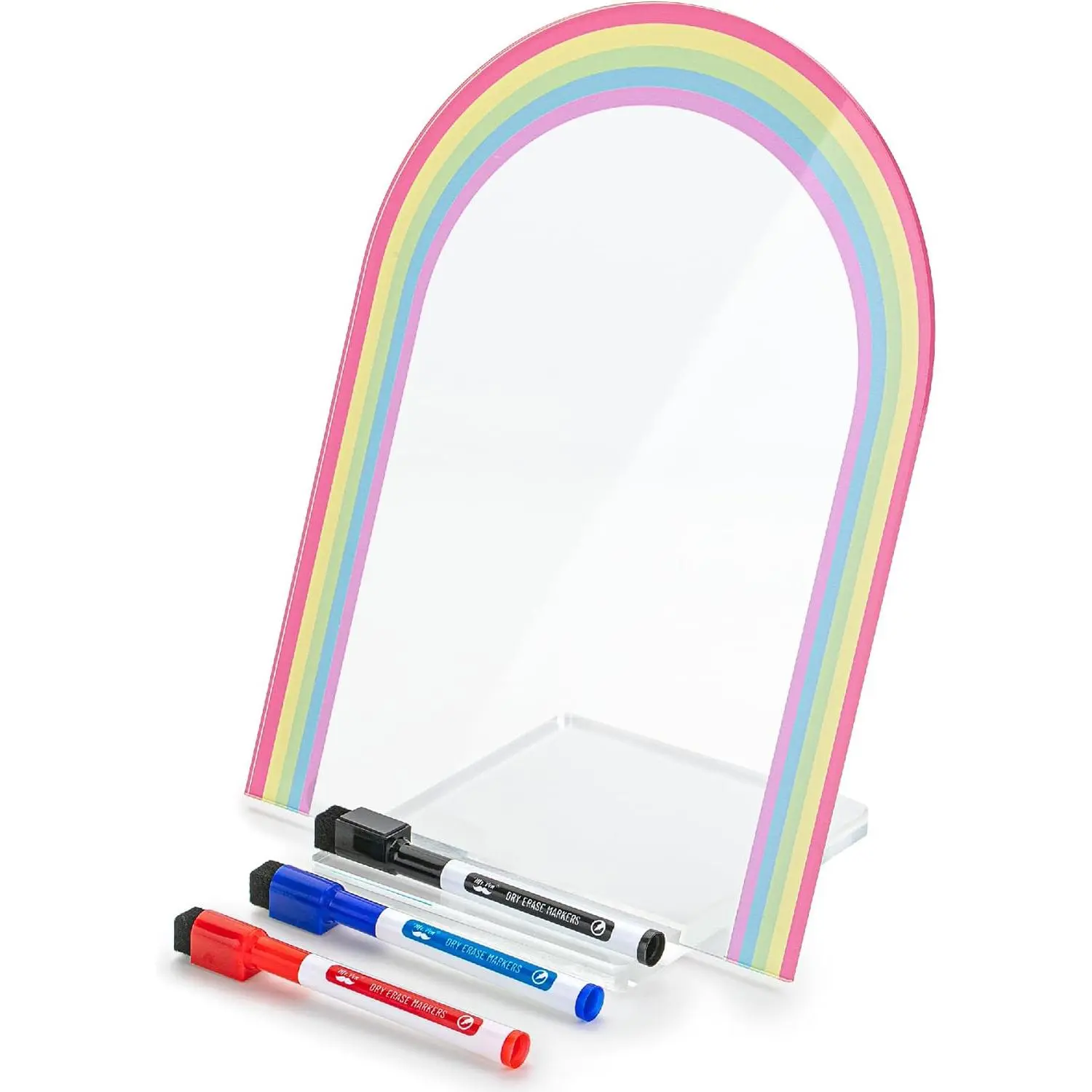 Mr. Pen- Clear Acrylic Board with Stand, 11.8" x 9", 3 Markers, Rainbow Theme Mr. Pen- Clear Acrylic Board with Stand, 11.8" x 9", 3 Markers, Rainbow Theme