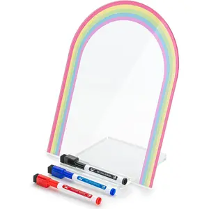 Mr. Pen- Clear Acrylic Board with Stand, 11.8" x 9", 3 Markers, Rainbow Theme