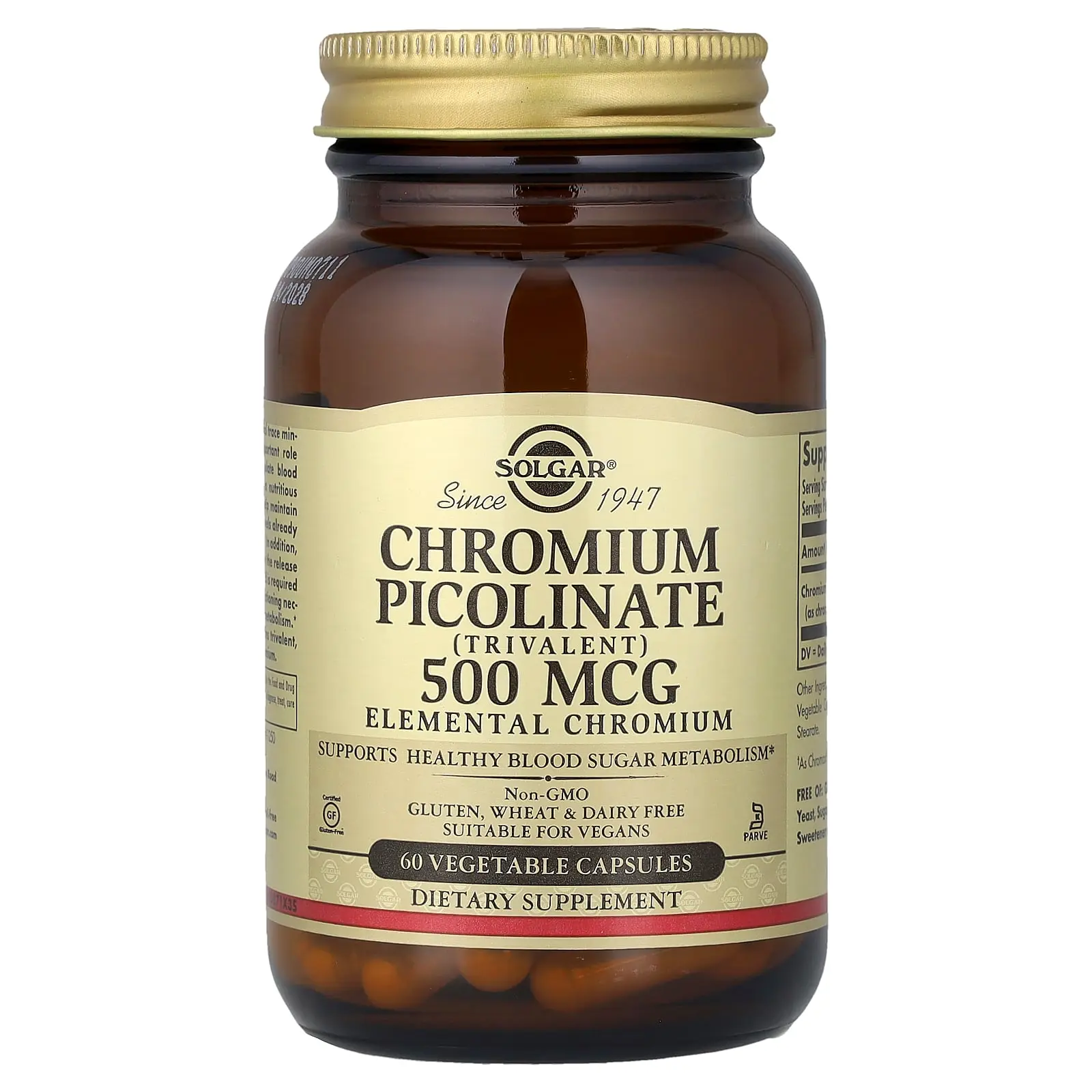 Solgar Chromium Picolinate, 500 mcg, 60 Vegetable Capsules