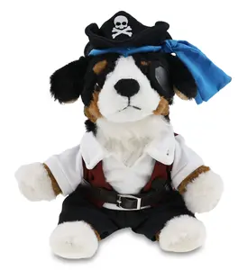 DOLLIBU Super Soft Polyester Stuffed Bernese Mountain Dog with Removable Pirate Dress-Up Set, Ideal for Pirate Play and Customized Gifts