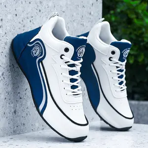 Men's Sports Running Shoes with Leather Soles Stylish Lightweight Trendy All-Season Travel & Running Trips Blue White Wedge