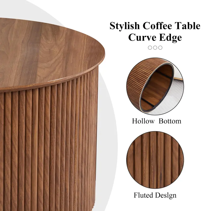 Giratree Fluted Round Nesting Coffee Table Set of 2, Mid Century Modern Wood Coffee Tables and End Table Set, Circle Side Table Minimalist Center Tables for Living Room, Office Giratree Fluted Round Nesting Coffee Table Set of 2, Mid Century Modern Wood Coffee Tables and End Table Set, Circle Side Table Minimalist Center Tables for Living Room, Office