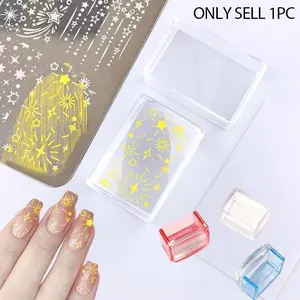 1pc Geometric Nail Stamp Silicone Stamping Tools, Easy Clean Nail Art Stamps for French Designs, Nail Art Stamping Set for Artistic Nail Design, Nail Art Impression Set | Geometric Nail Stamps | Durable Nail Tools