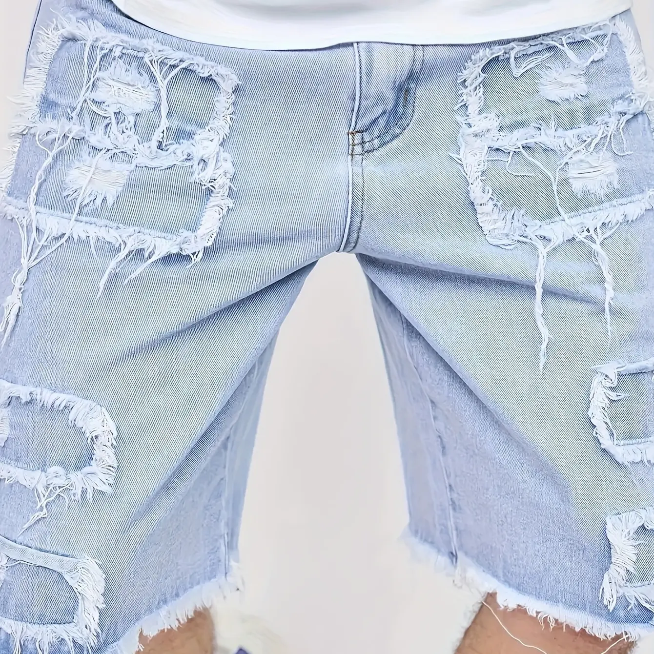 Raw Hem Denim Shorts with Rips – Edgy Urban Casual Warm-Weather Essential Raw Hem Denim Shorts with Rips – Edgy Urban Casual Warm-Weather Essential