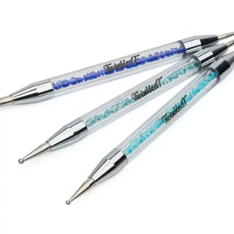 Twinkled T 5-Piece Blue Crystal Dotting Art Set - Heavy-Duty Double-Sided Aluminum Core Nail Care Tools, Switch Sizes with Easy Switching, Long-Lasting Manicure-Pedicure Supplies for DIY Home Nails