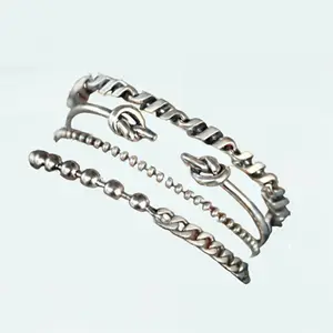 Quad Set of 4 Sterling Silver Bracelets, Stacking Bracelets