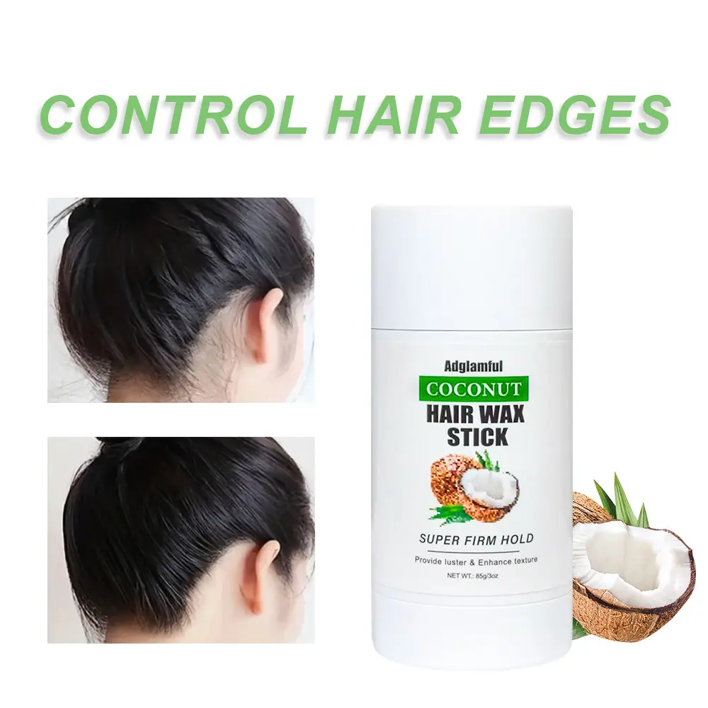 Coconut Oil Hair Wax Stick for Haircare - Flyaway Control, Frizz Control, 24-Hour Strong Hold Finishing Stick for Ponytails, Updos (Paraben-Free, Sulfate-Free)