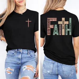 Christian Faith T-Shirt, Bible Verse Shirt, Religious Cross Tee, Gift for Her