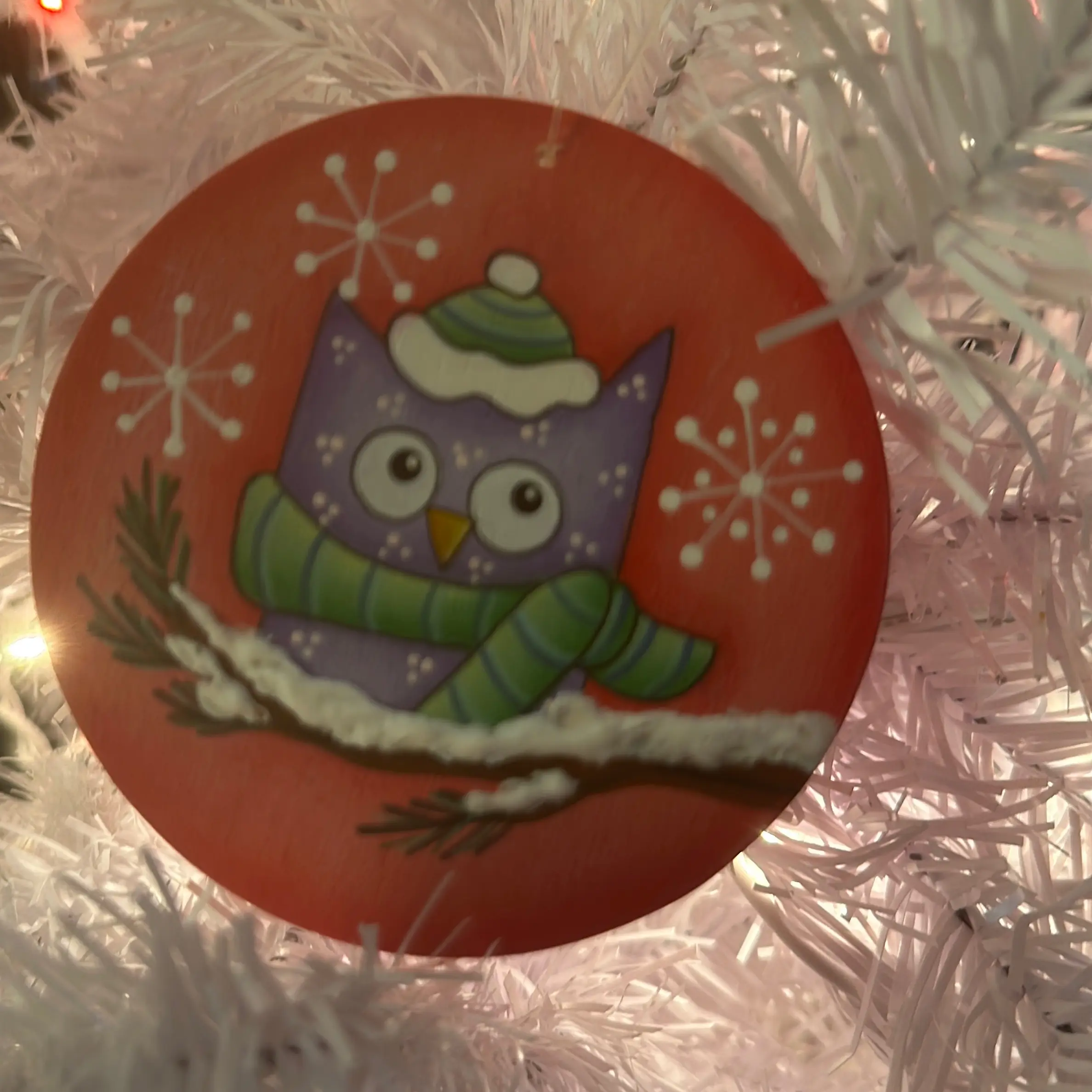 Purple Christmas owl ornament