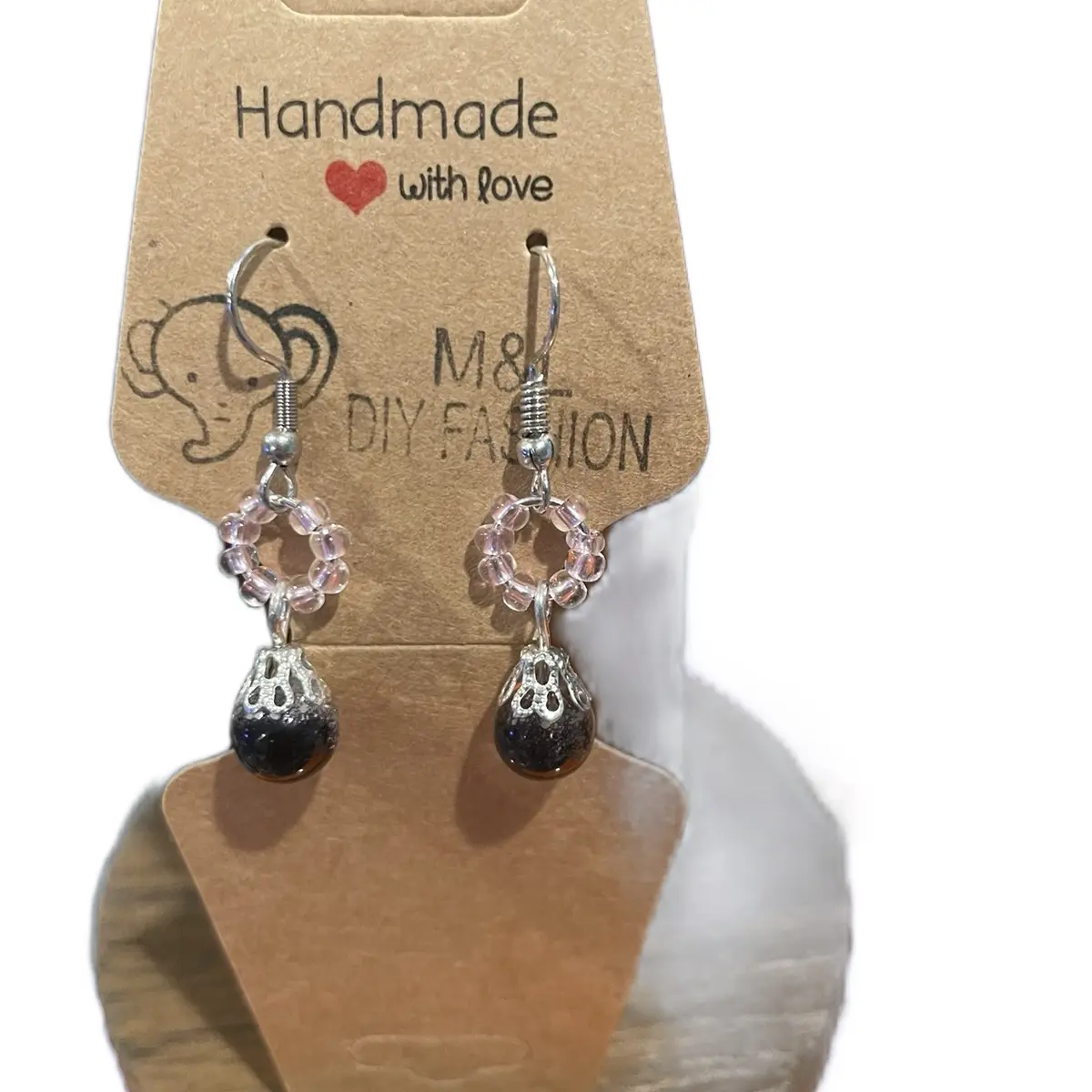 Crack Glass Bead Christmas Earrings with Glow-in-the-Dark Accent for all age