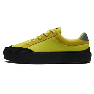 EQLZ EQUALIZER Fault 23 Low-Top Canvas Casual Trainers - Men's & Women's Leather-Accented Footwear, Trendy, Comfortable, Anti-Slip, Durable, Yellow/House White, Maison Mihara Verifiable, Global Authentication Credentials