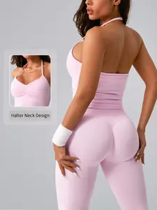 Women's Sports Set, Backless High-Waisted Tight-Fitting Pants & Top, Breathable Yoga Gym Workout Running Golf Tennis, Fitness Activewear, Yoga Gym Outfits