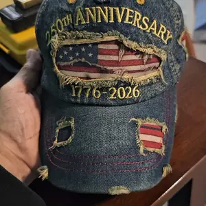 250th Anniversary 1776-2026 Distressed Denim Baseball Cap for Men American Flag Embroidery Vintage Washed Relaxed Fit Daily Casual Outdoor Spring Summer History Enthusiasts Patriotic Fans Fathers Husbands Friends