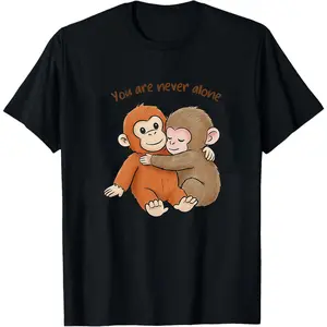 Viral Punch Monkey Shirt, Cute Baby Monkey Hugging Plush Toy Graphic Tee, Emotional Animal Lover Gift, Soft Vintage Washed Unisex T-Shirt, Cozy Aesthetic Monkey Meme Shirt