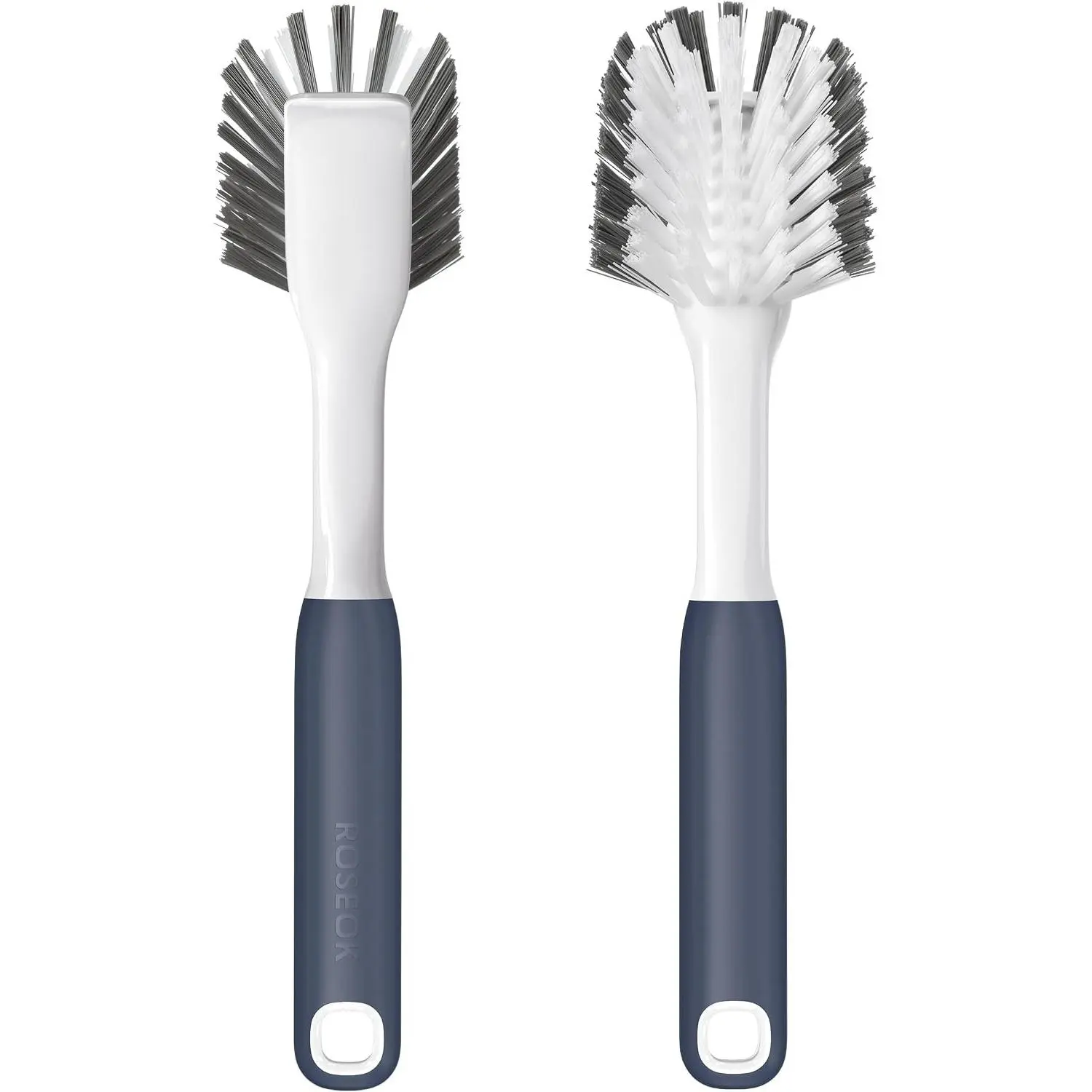 Dish Brush, Dish Scrubber, Nylon Bristles with Built-in Scraper | For Cleaning Dishes, Pots, Non-Stick Pans and Sinks, Navy Blue, 2 Pack