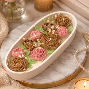 Accento-Inspired Pink & Brown Floral Soy Candle — Modern Luxury Décor & Gift