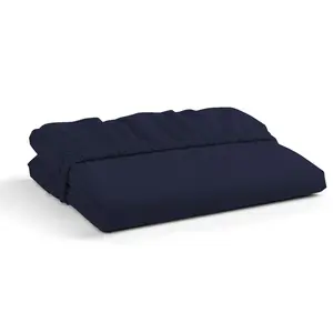 Color Sense 100% Cotton Cool & Crisp Percale Weave Fitted Sheet, Full, Navy, 1 piece