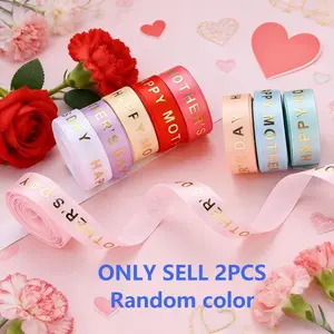 2 Rolls 0.63 Inch Gold Foil Ribbon, Multicolor Embossed Satin Ribbon for Gift Wrapping, Crafts, Party Decor, Holiday Decoration