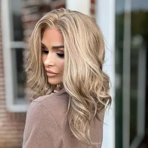 Nora by AISOM Champagne Blonde Wave 13x4 Free Part Lace Front Wig with Scandinavian Hairline 14 Inch Heat Friendly Daily Use
