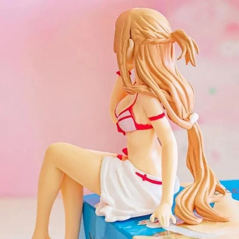 12cm Anime Sword Art Online Asuna (Motherland Version) Yuuki PVC Figure, Sitting Position Noodle Press Model, DIY Specialty Collection Gift Toy & Car Ornament (About 12cm in Height), 120G