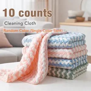 10 Counts Microfiber Cleaning Cloth, Random Color, Multi Purpose Cleaning Towels for Dishes and Surfaces