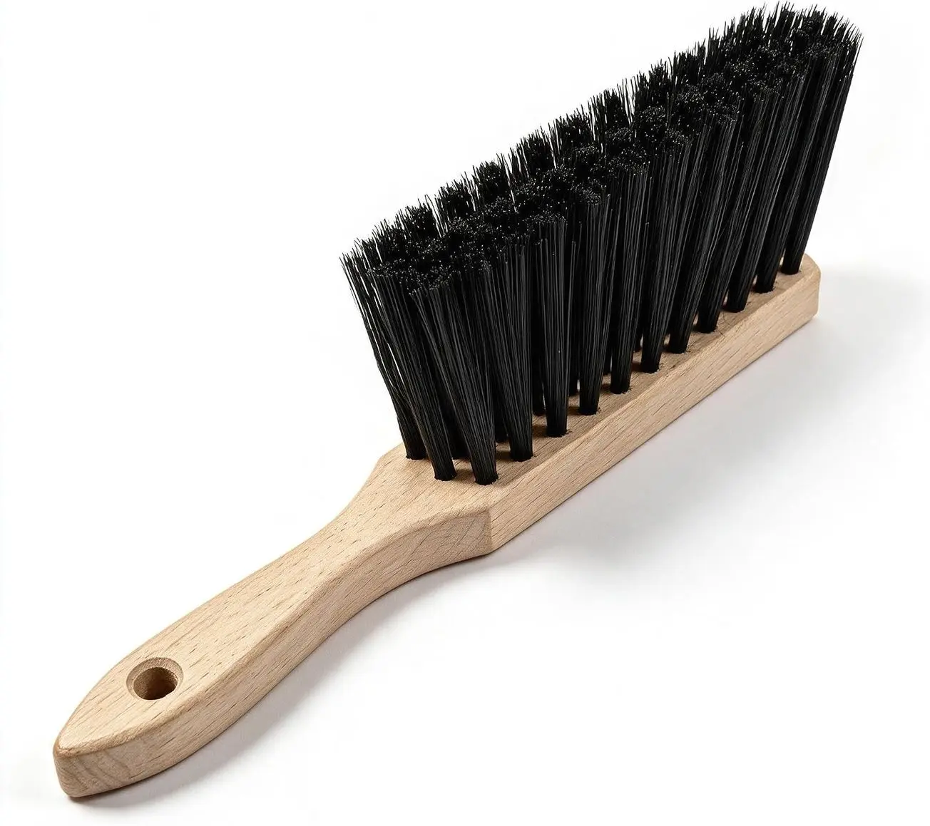 Hand Broom with Medium-Soft Bristles, Bench Brush for Sweeping Dust, Shop Brush with Wooden Handle for Indoor and Outdoor Furniture, Car Interiors, Versatile Cleaning