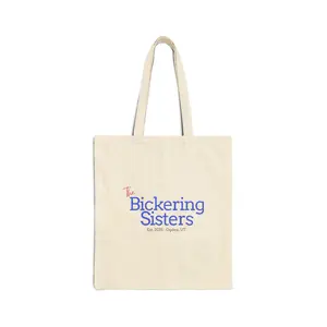 Custom Cotton Canvas Tote Bag for Bickering Sisters, Eco-Friendly Shopping Bag, Gift for Friends, Reusable Grocery Tote, Personalized Bag
