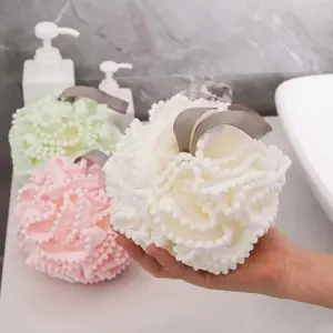 Soft Mesh Bath Sponge Ball Exfoliating Body Scrubber Shower Puff Skin Cleaning Brush Bathing Flower Accessories Bath Sponge