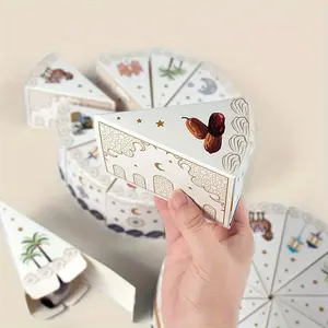 10pcs Ramadan Gift Boxes Set, Triangle Paper Packaging with Ribbon, Eid Mubarak Party Decorations & Supplies, Middle East Festive Gifts