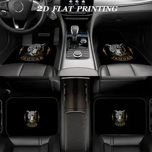 4pc Anti-Slip Car Floor Mats for Jaguar Cars, Jaguar Logo Design, Suitable for Sedan Suv Interior Decoration, Protects Car Bottom