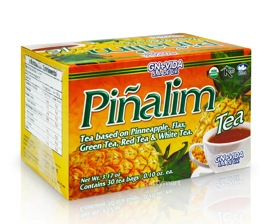 GN+VIDA Pinalim Pineapple-Flavored Decaf Caffeine-Free Herbal Tea Bags with Senna Leaf & Green Tea, 30 Bags (0.10oz per Unit), 24-Month Shelf Life, Adult Dietary Supplement