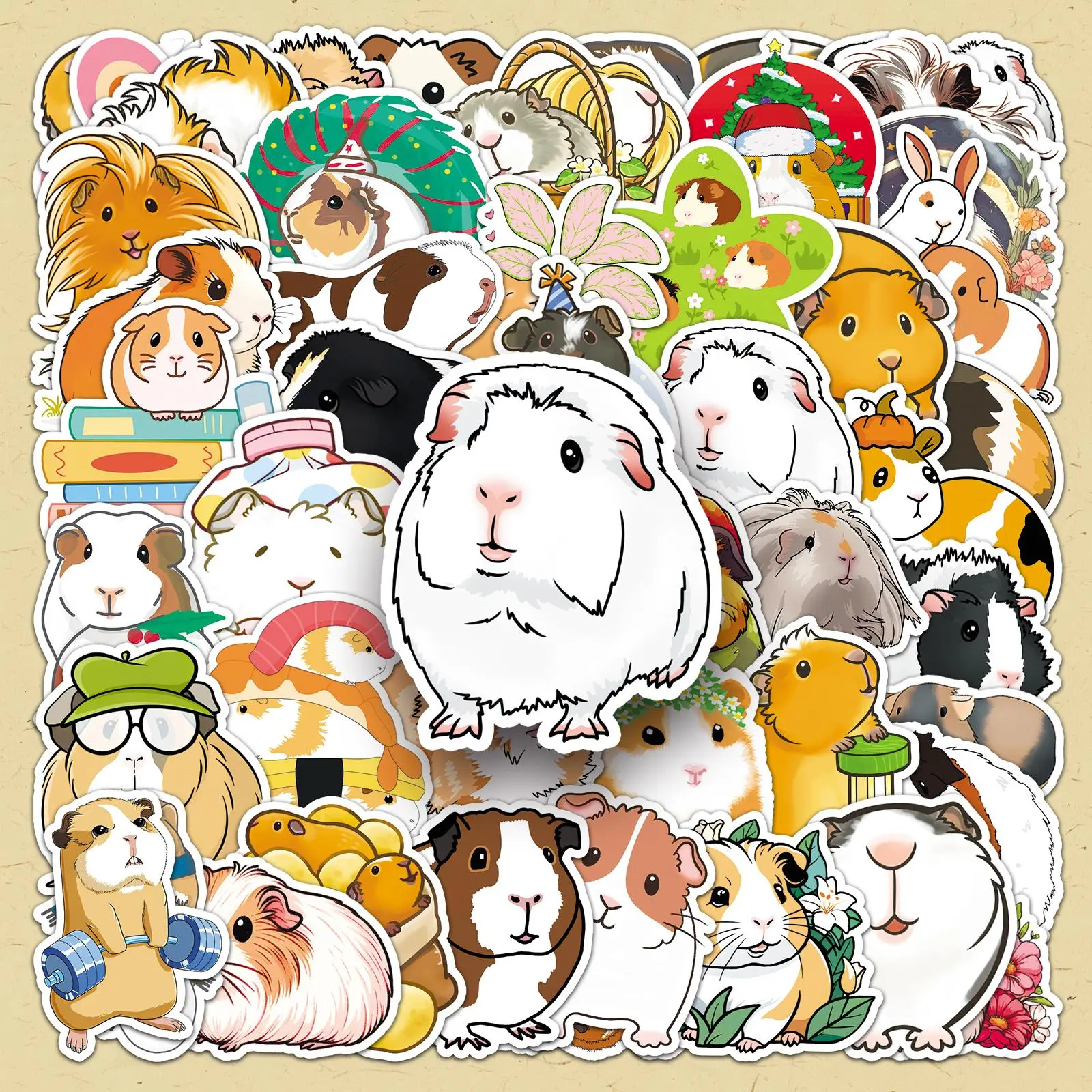 Cute Guinea Pig Pattern Sticker, 102pcs/set Cartoon Self Adhesive Decorative Stickers, DIY Decorative Decals for Phone Case & Scrapbook & Journal, Cellphone Cover