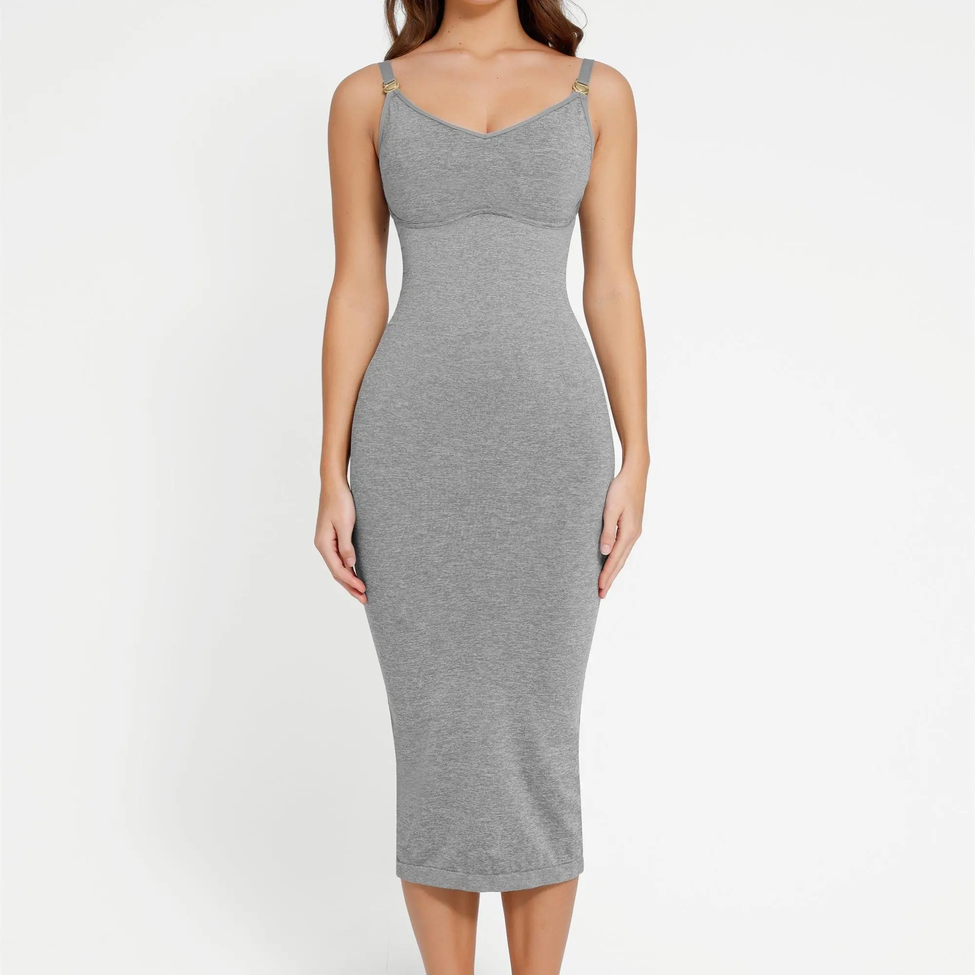 detachable straps dress-Gray