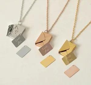 Stainless Steel Envelope Locket Necklace, Love Letter Message Pendant With Polished Plated Chain, Delicate Dainty Neck Accessory, Classic Stylish Ornament for Daily Casual Wear And Holiday Gift Selection,summervibes wristband