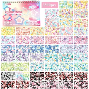 2500 count Scrapbook Stickers 50 Sheets Kpop Photocard Stickers Book Glitter Self Adhesive Deco Stickers Butterfly Stars Heart Ribbons Deco Stickers Book for  Girls Boys Aesthetic Craft Decorate
