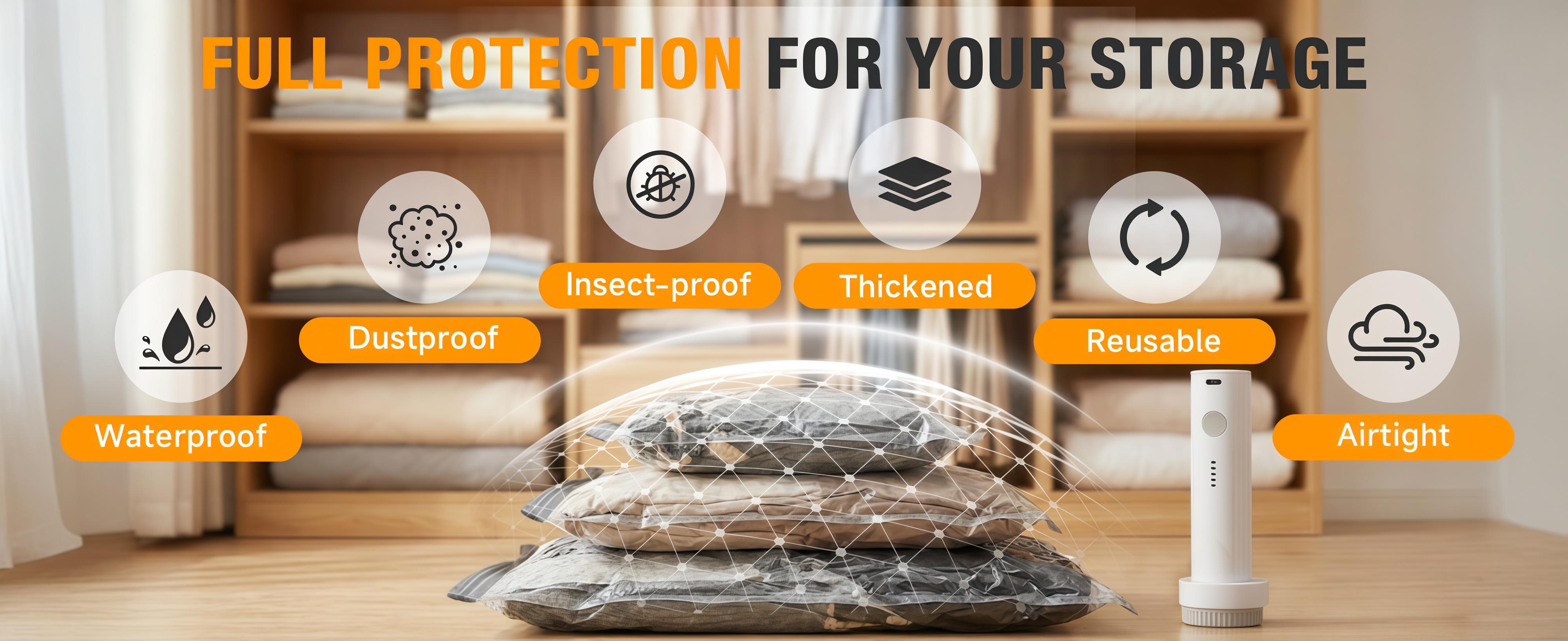 【Essential for Travel 】30/15 Pack Cordless Travel Vacuum Storage Compression Bag Set with Rechargeable air Pump Waterproof & Reusable Compression Packing Bags for 2 Size,140L/Min Powerful Air Removal，Perfect for Carry-On Suitcases, Organiser